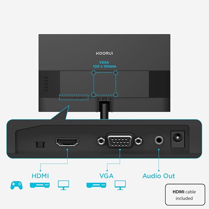 KOORUI 24-inch Computer Monitor Full HD 1920 x 1080p 100Hz VA Display 3000:1 - Image 9