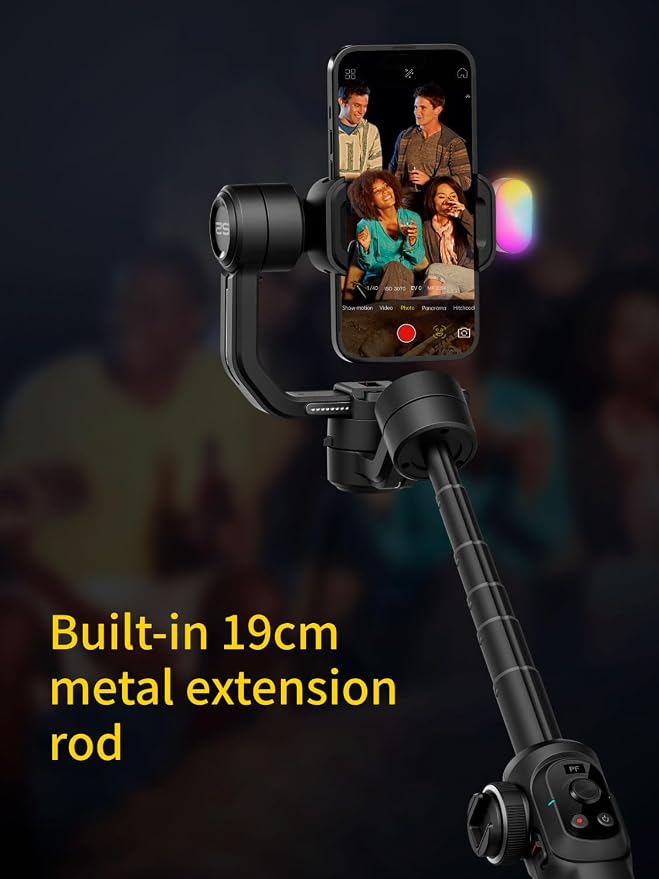 Gimbal Stabilizer for Smartphone, Phone Gimbal w/8" Extension Rod, Profession - Image 7