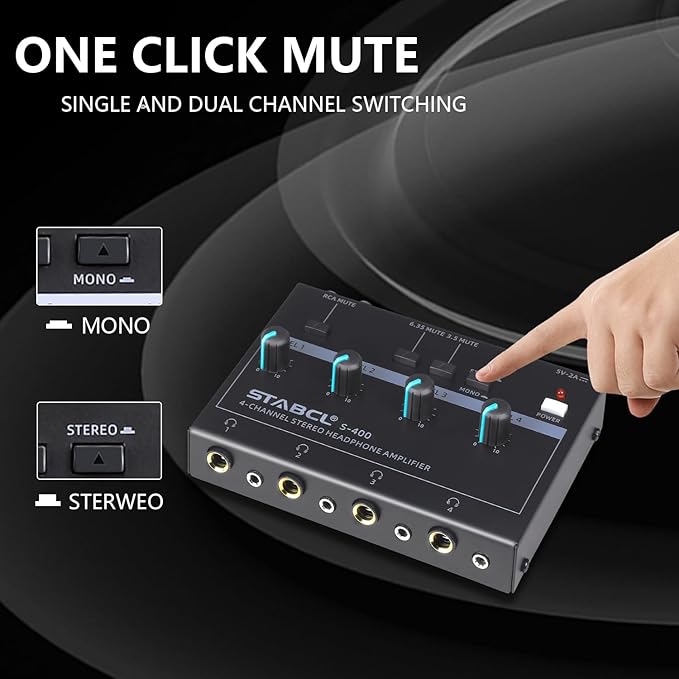 4 Channel Headphone Amplifier, Stereo/Mono Headphone Amp Splitter - Image 4