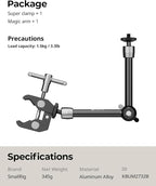 SMALLRIG Clamp w/ 1/4" and 3/8" Thread and 9.8 Inches Adjustable Friction Power - Image 9