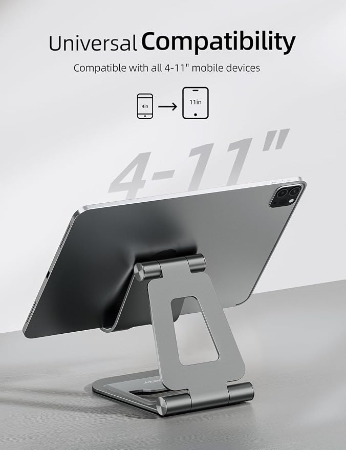 Nulaxy Aluminum Dual Foldable iPad Stand, Fully Adjustable Desktop Tablet Holder - Image 3