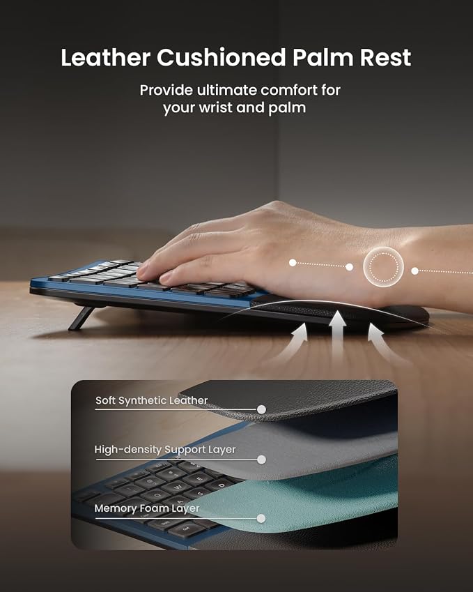 ProtoArc Ergonomic Wireless Keyboard Mouse, EKM01 Plus Full Size Ergo Bluetooth - Image 3