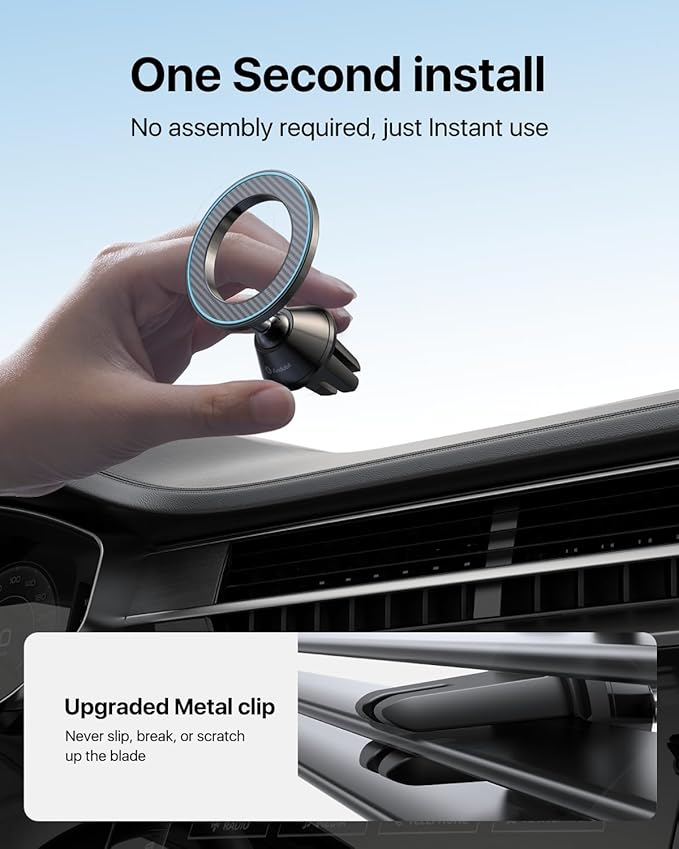 andobil for Magsafe Car Mount All Metal Magnetic Car Phone Holder for Samsung - Image 3