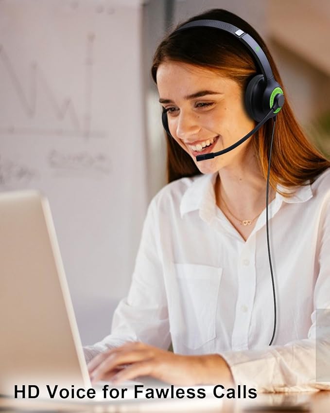 USB Headset with Mic for PC, On-Ear Computer Laptop Headphones with Noise - Image 6