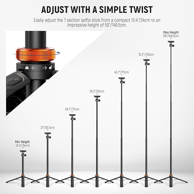 NEEWER BASICS 59"Selfie Stick Tripod Compatible - Image 4