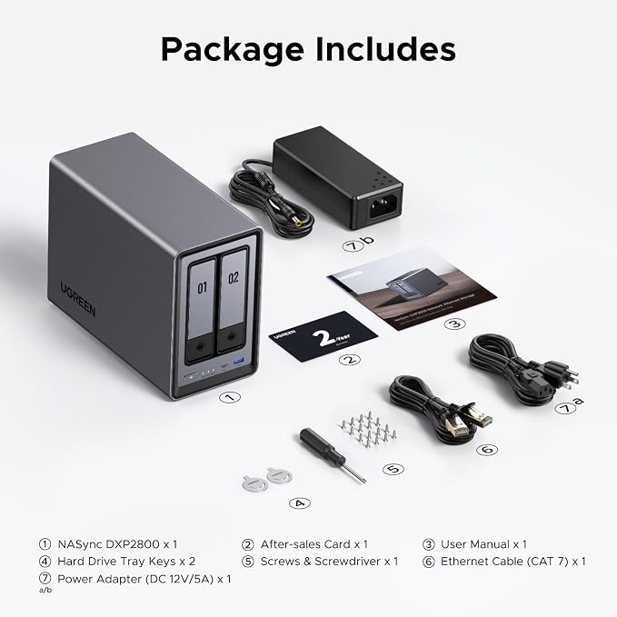 UGREEN NASync DXP2800 2-Bay Desktop NAS, Intel N100 Quad-core CPU, 8GB DDR5 RAM - Image 9