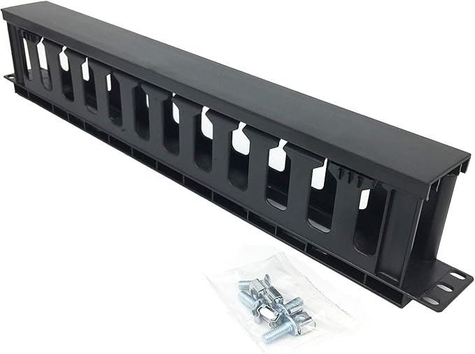 2 Pack 1U 12 Slot Horizontal Rack Mount Cable Management Organizer Plastic 19" - Image 2