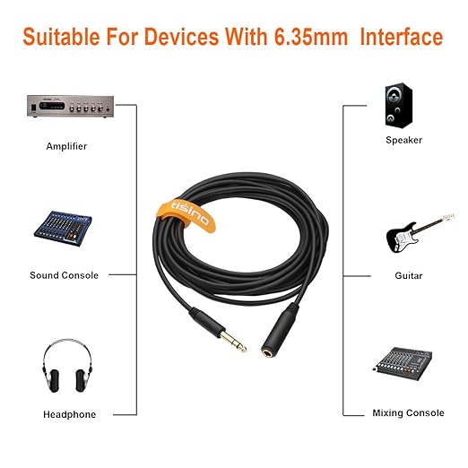 Tisino 1/4 Extension Cable 10 ft, Headphone Extension Cable Quarter inch TRS - Image 2