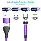 5-in-1 Magnetic Charging Cable, 540° Rotation Magnetic Phone Charger USB A/Type - Image 2