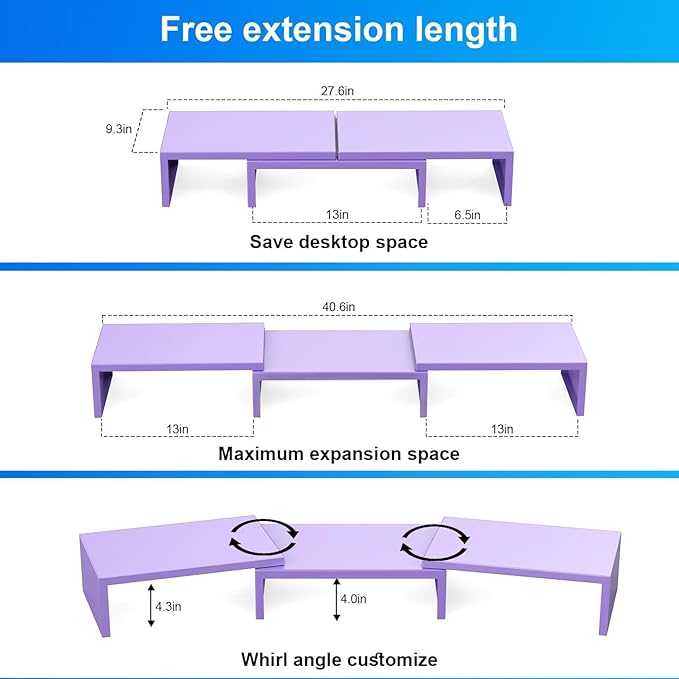 Dual Monitor Stand for Desk, Metal Monitor Riser - Image 4