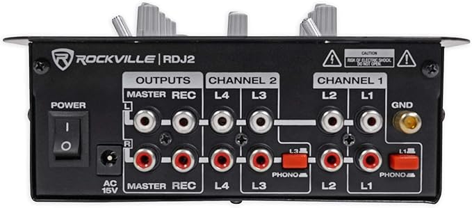 Rockville RDJ2 2-Channel DJ Mixer USB Playback, Cue Monitor, 4 Line Inputs - Image 4
