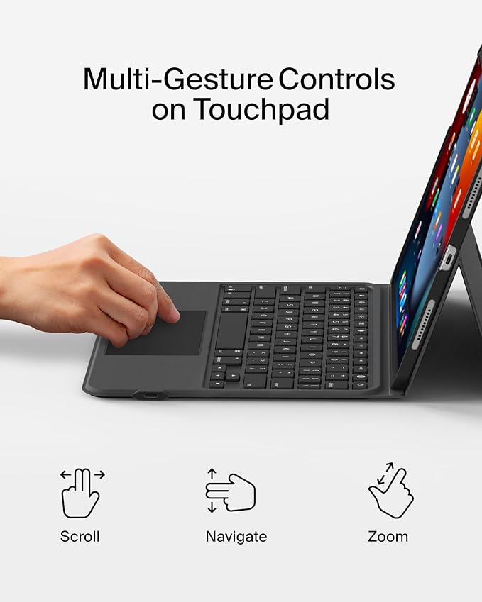 Belkin Everyday Keyboard Case w/Cradle, Backlit Bluetooth Keyboard, Magnetic - Image 4