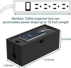 Bamboo Cable Management Box, Large Cord Organizer Box Cable Box to Hide Wires & - Image 3