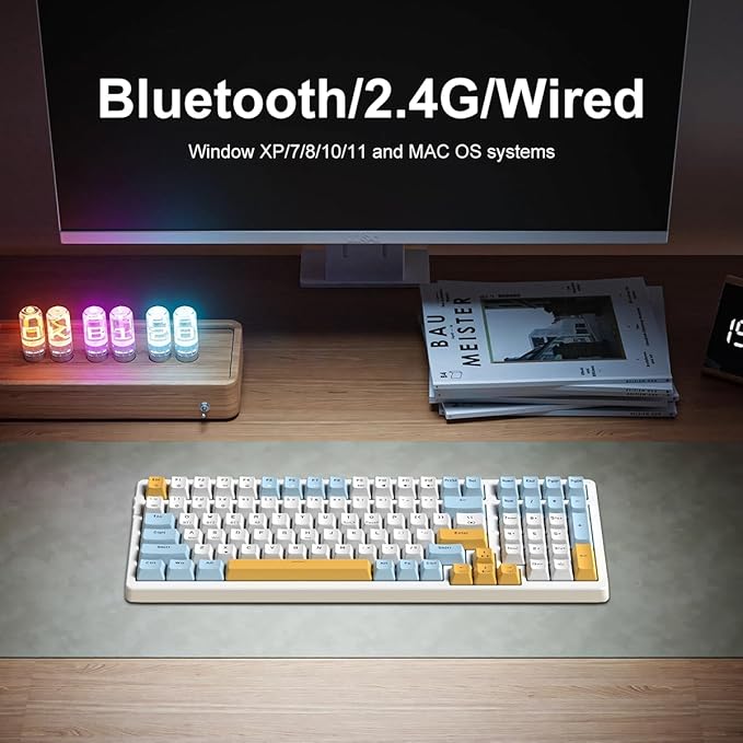 Merdia Wireless Mechanical Keyboard, Triple Mode 2.4G/USB-C/BT Gaming Keyboards - Image 3