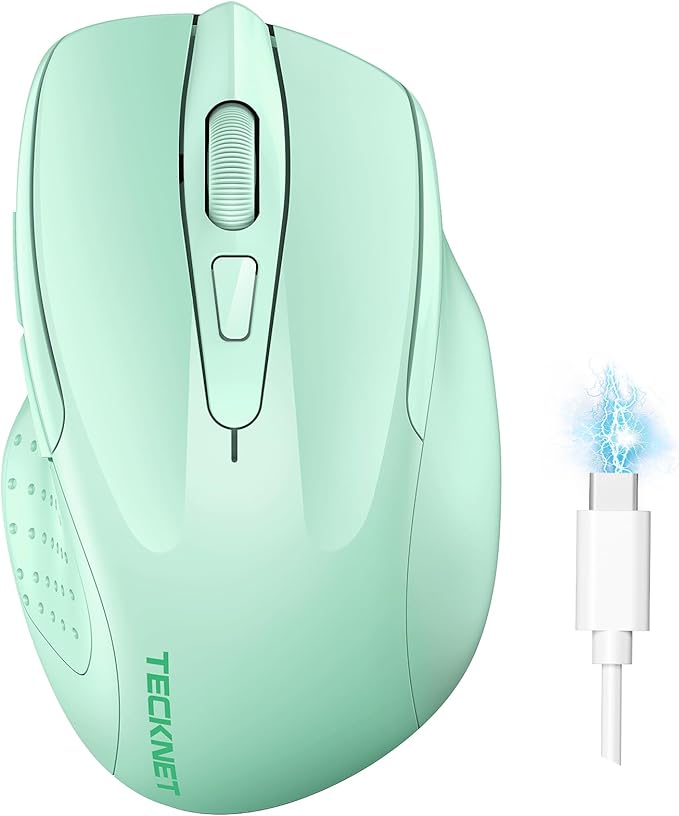 TECKNET Wireless Mouse Rechargeable 4800 DPI Silent USB A & Bluetooth Mouse 6 by Tecknet