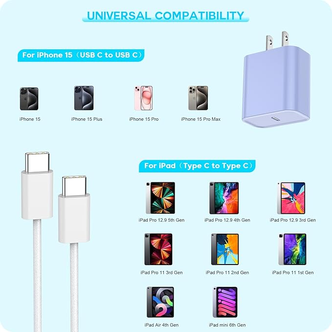 Apple iPhone 16 15 Charger Fast Charging3Pack 20W USB Type C Charging Block - Image 2
