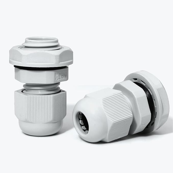 10 Pcs 1/4" NPT Nylon Cable Glands, IP68 Waterproof Adjustable Cord Grip Cable - Image 5