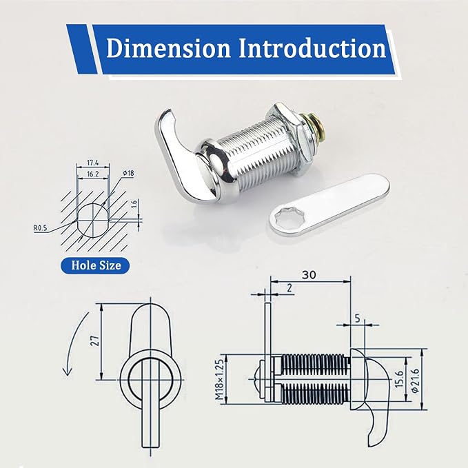 2 Pack Thumb Operated Offset Cam Lock Latch, Keyless Cam Lock Latch - Image 2