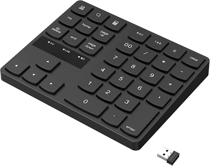 RaceGT Wireless Number Pad, Numeric Keypad Ultra-Silent Rechargeable 2.4G 35 by RaceGT