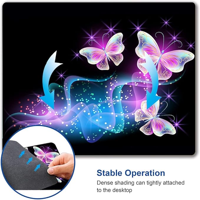 IMAYONDIA Glowing Night Pink Butterflies Mouse Mat - Image 6