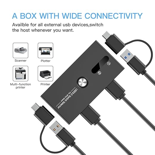 USB C Switch&USB A Switch 2 in 1, USB switcher 2 Computers Sharing USB C & A - Image 6