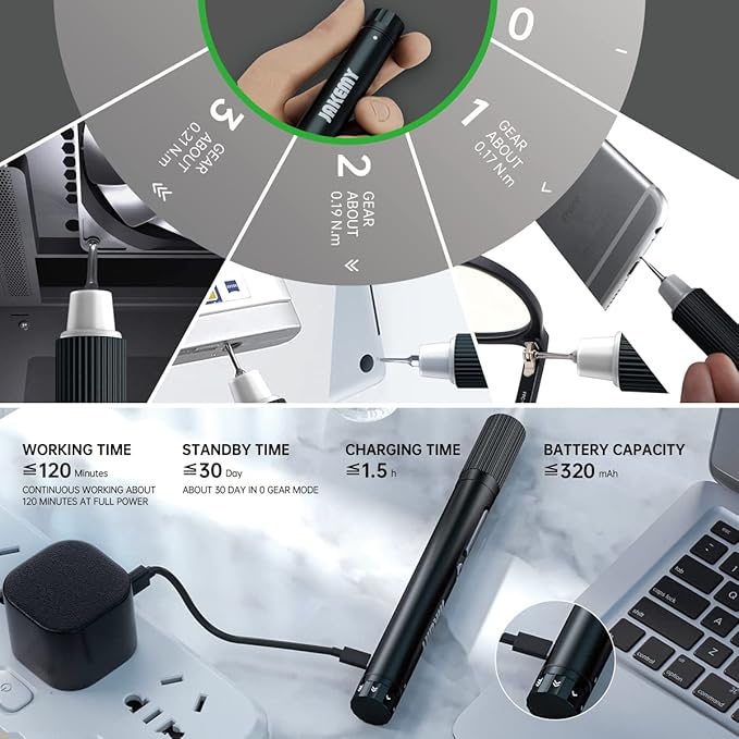 JAKEMY Cordless Electric Screwdriver, Upgraded 3 Gear Adjustable Torque - Image 4