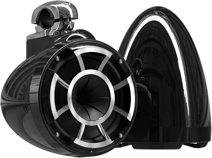 wet sounds Rev 8 Black V2 Revolution Series 8" Black Tower Speakers w/Fixed by wetsounds