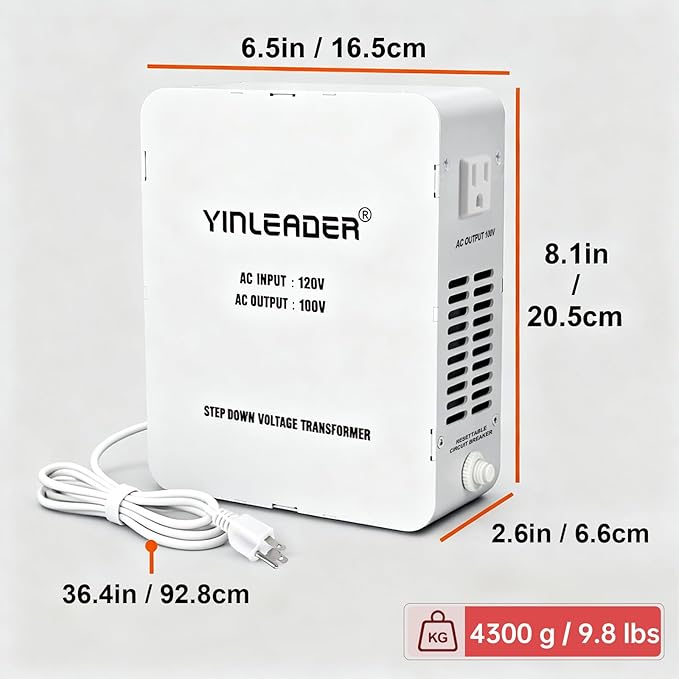 Yinleader 1500W US 120V to 100V JP Japan Voltage Converter Step Down - Image 6