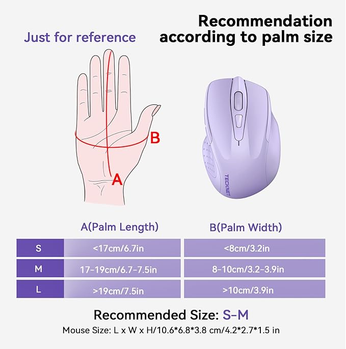 TECKNET Wireless Mouse Silent 4800 DPI Computer USB A & Bluetooth Mouse 6 - Image 3