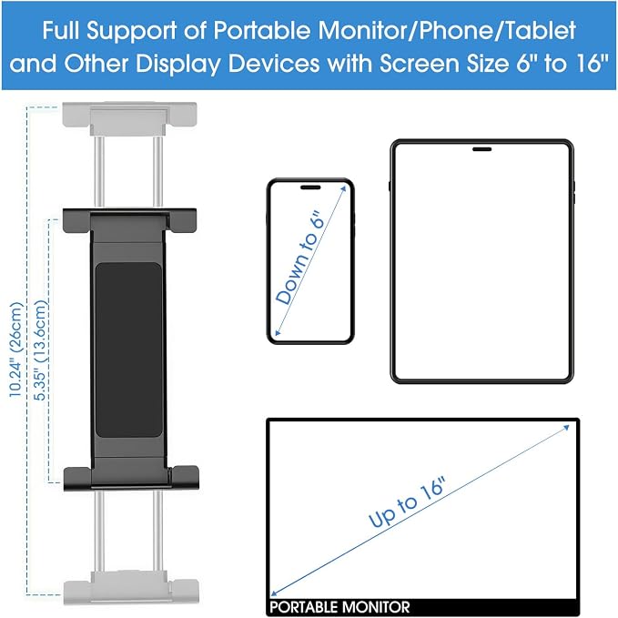 Kado Portable Monitor Stand Aluminum Alloy, Tablet Holder Phone Clamp - Image 3