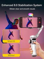 Gimbal Stabilizer for iPhone w/RGB Magnetic Fill Light, Foldable Gimbal w/7.8' - Image 3