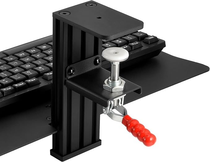 Quick Release Keyboard Desk Mount, Clamp-on Adjustable Tray, 18.5x8.7 Inch - Image 4