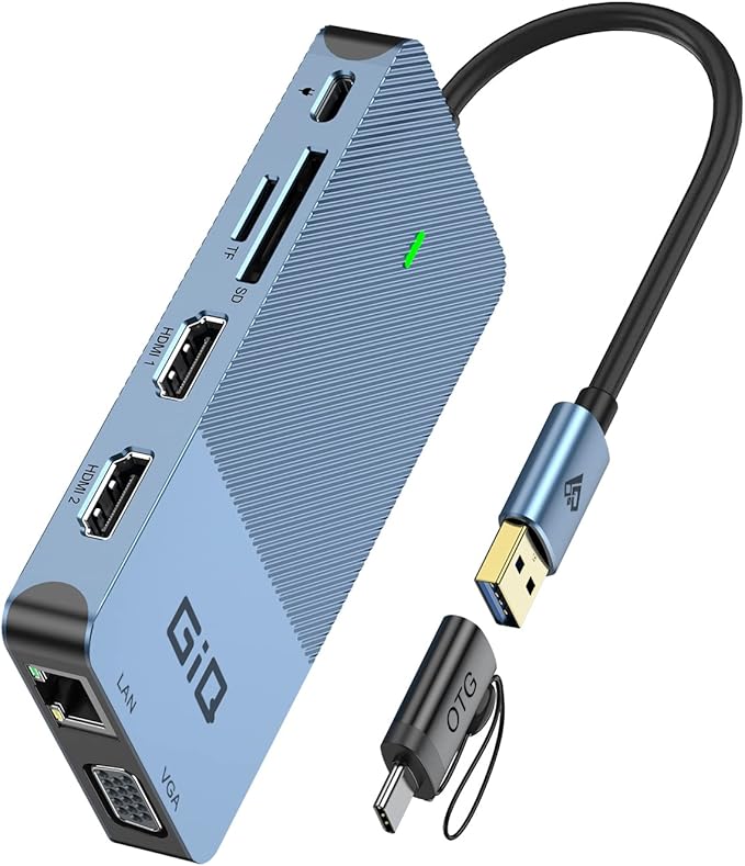 USB Docking Station GIQ USB C hub USB 3.0 to Dual HDMI VGA Adapter Triple by GIQ
