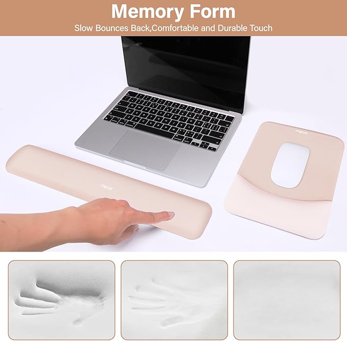 MOSISO Wrist Rest Support for Mouse Pad&Keyboard Set, Rectangular Ergonomic - Image 4