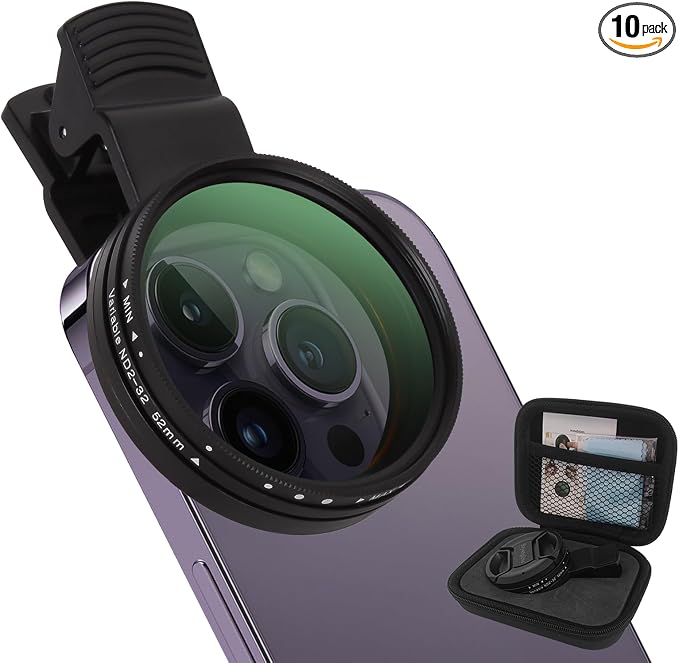 52MM Clip-on Variable ND2-32 Phone Lens Filter Kit, Ultra Slim Multi-Coated by Boysinglens