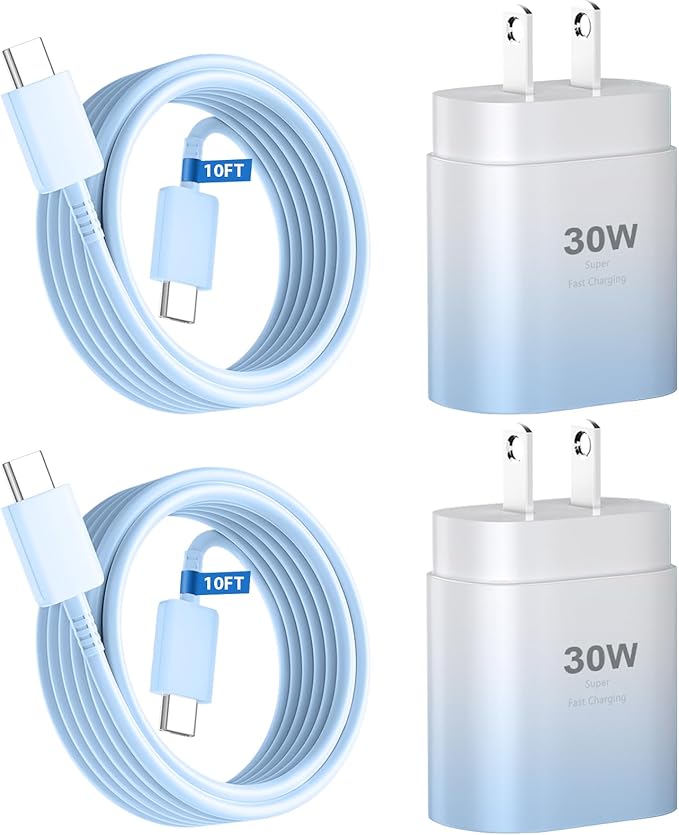 Phone 15 Charger, 30W USB C Fast Charger Block & 10FT Long C to C Fast Charging by DiHines