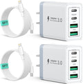 2 Pack USB C Wall Charger, 40W 4-Port USB C Fast Charger Block Dual Port QC+PD by Aiminu