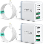 2 Pack USB C Wall Charger, 40W 4-Port USB C Fast Charger Block Dual Port QC+PD by Aiminu