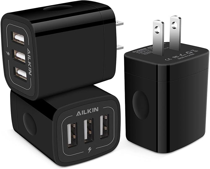 AILKIN 3 USB Wall Charger, Triple Charging Adapter, Fast Charging Block Home by AILKIN