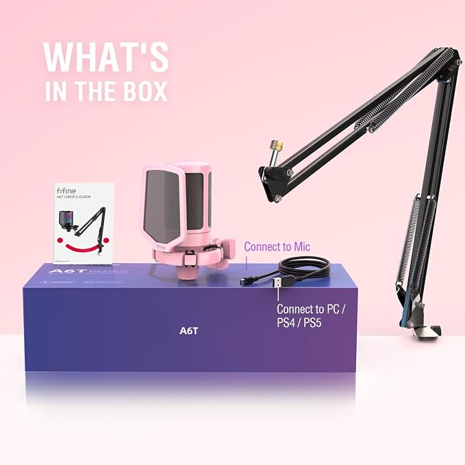 FIFINE Gaming USB Microphone Kit, PC Streaming Recording Computer RGB - Image 7