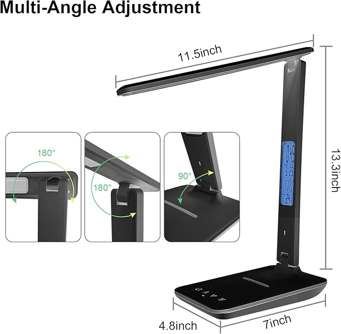 Desk Lamp with Wireless Charger，USB Charging Port, Dimmable Office Desk Light - Image 5