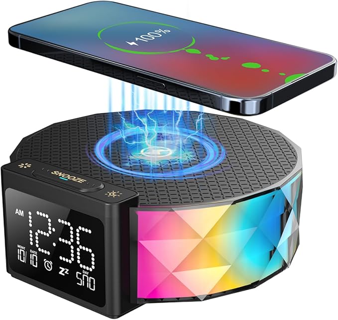 Alarm Clock with Fast Wireless Charging 15W, Digital Alarm Clock Night Lamp by YIDPU