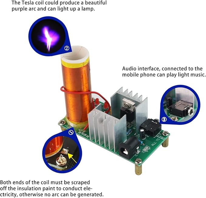Tesla Coil Soldering Kit with Purple Arc & Bluetooth Music Sync | DIY Spark - Image 4