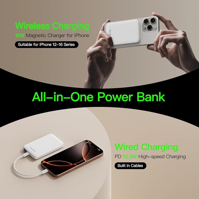 2025 Magnetic 15W Power Bank for iPhone, 5000mAh Magsafe Battery Pack - Image 3