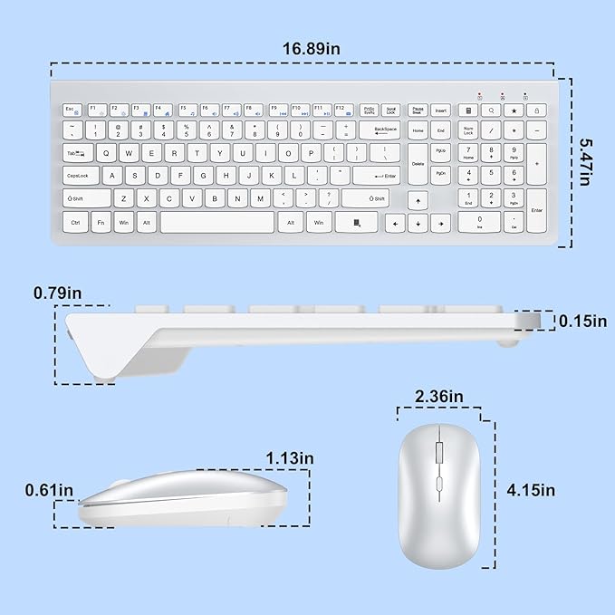 Wireless Keyboard and Mouse Combo, Ultra Slim Design Full Size Keyboard and 3 - Image 8