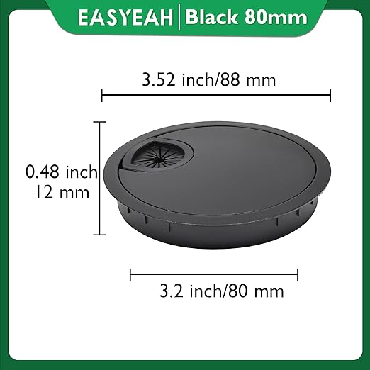2 Pcs Desk Grommet 3-1/8" / 80 mm, Desk Cord Hole Cover, Cable Grommet Metal - Image 8