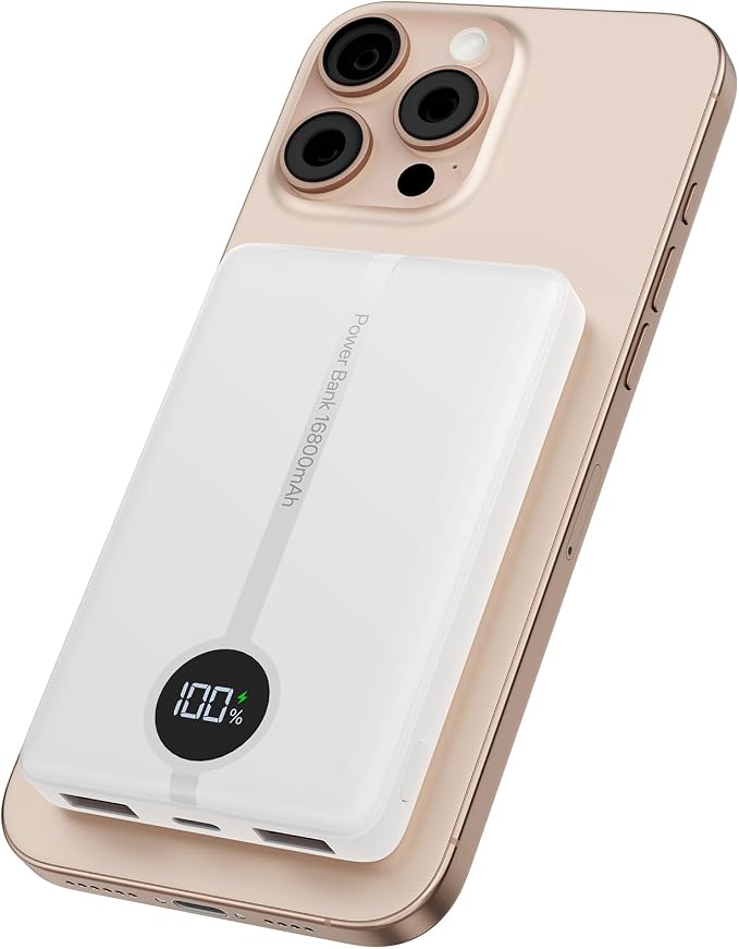 Magnetic Portable Charger, 16800mAh Wireless Power Bank, by Unknown