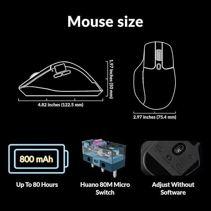Keychron M6 8000 Hz Wireless Bluetooth 2.4 GHz/Wired Connection Mouse, - Image 4