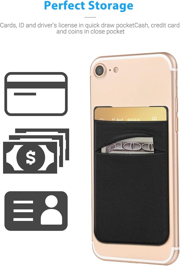2 Pack Stick On Wallet Sleeve Cell Phone Pocket Card Holder Pocket Pouch - Image 3