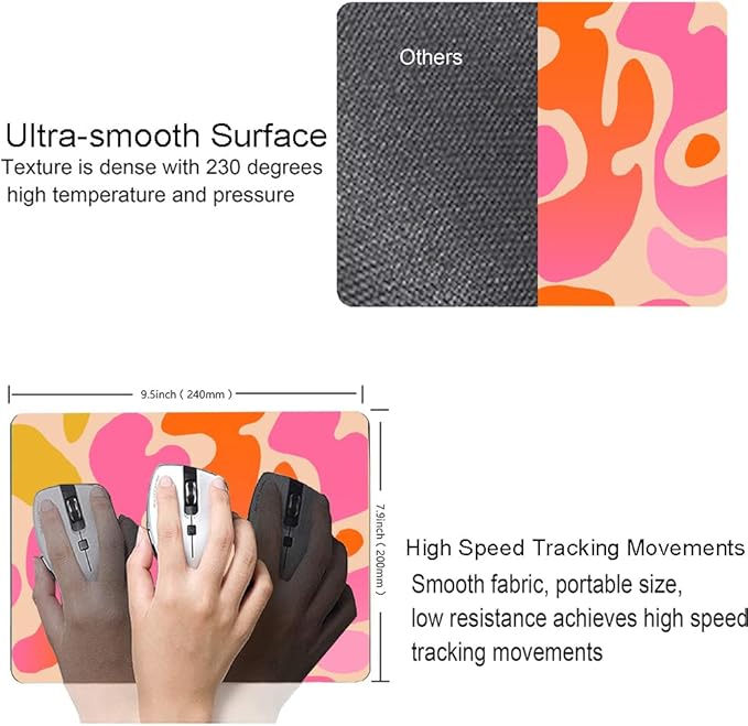 Mouse Pad, Modern Abstract Mousepad, Cute Pink Mouse Mat Waterproof Non-Slip - Image 3